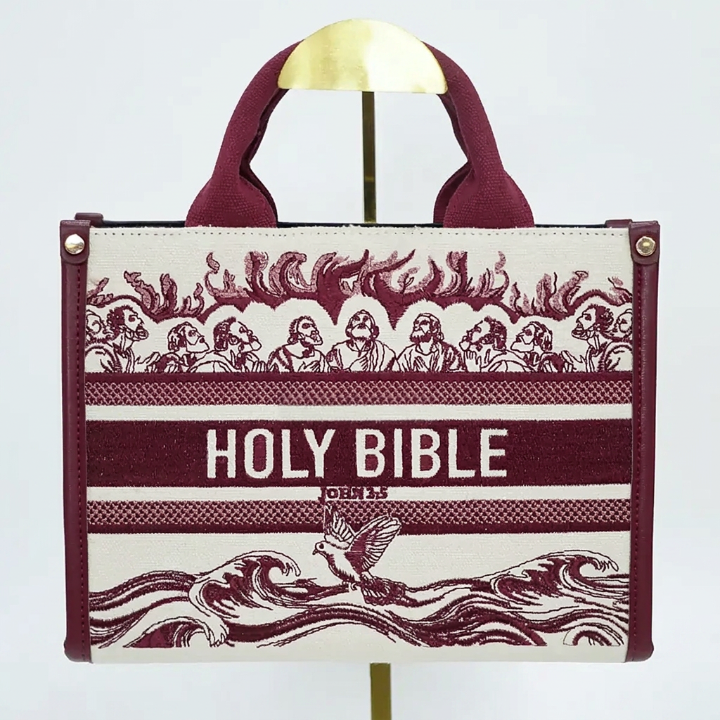 Sac chrétien Bordeaux brodé
